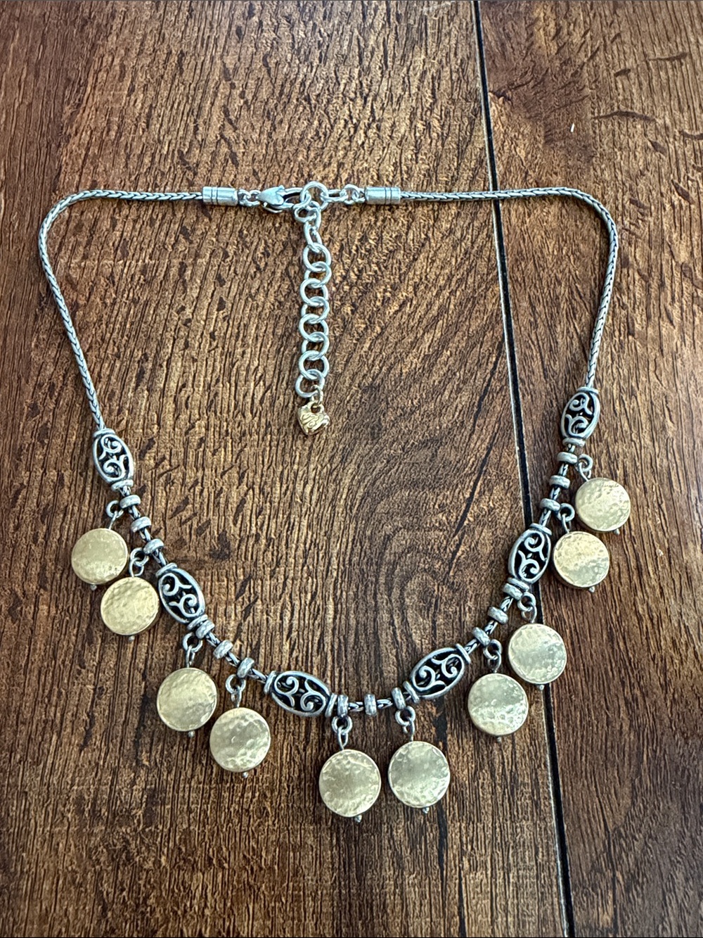 Brighton Silver Necklace with Gold Coin Charms